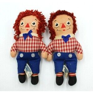 Vintage Knickerbocker Raggedy Andy Cloth Dolls 7" 1967 Toys Nostalgia Lot of 2